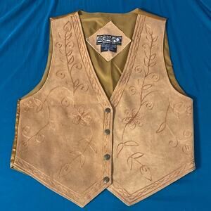 Vintage Agapo Collection Embroidered Suede Leather Vest Women's Small
